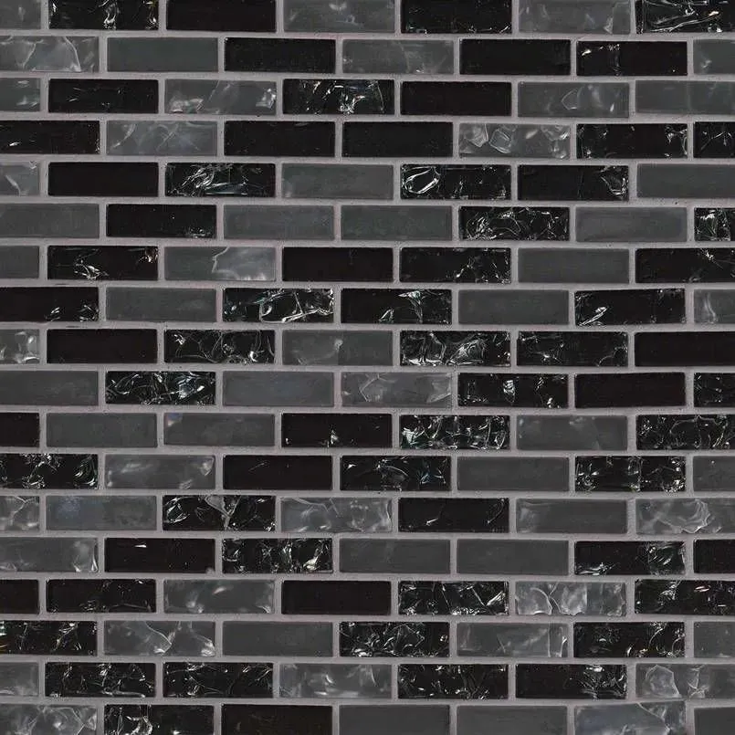 Glissen Black Multi Finish 11-1/2" x 12" SMOT-GLSB-CR-GLI6MM MSI Surfaces Square Mosaic Tiles