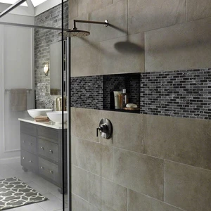 Image 2 of Glissen Black Multi Finish 11-1/2" x 12" SMOT-GLSB-CR-GLI6MM MSI Surfaces Square Mosaic Tiles sold at Floors & Baths Pro's