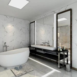 Image 3 of Statuario Polished 12" x 12" STATMO22P Centura Square Mosaic Tiles sold at Floors & Baths Pro's