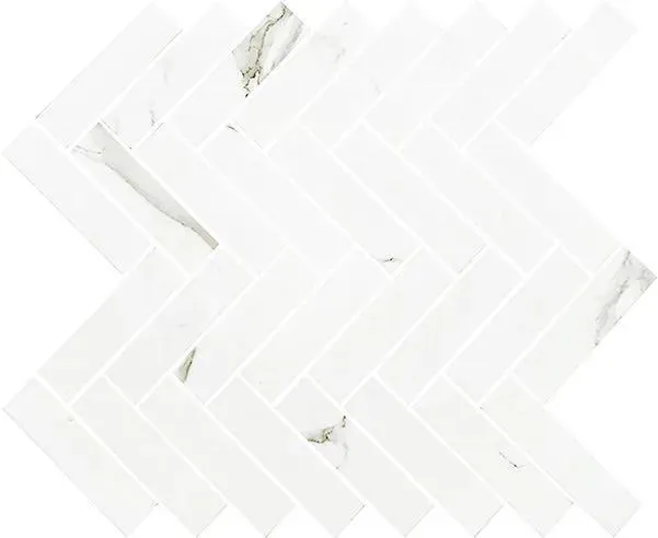 Statuario Polished 12" x 12" STATMOHE14P Centura Rectangle Mosaic Tiles