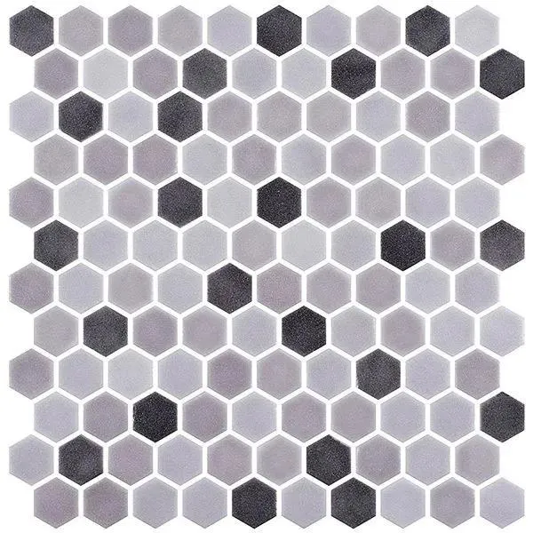 Stone Blend Smoke Matte 12" x 12" STBLSMHEX Centura Hexagon Mosaic Tiles