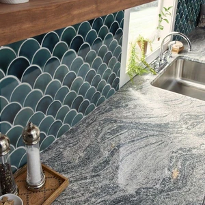 Image 2 of Azul Scallop Blue Glossy 10" x 13" SMOT-PT-AZULSCAL8MM MSI Surfaces Other Mosaic Tiles sold at Floors & Baths Pro's