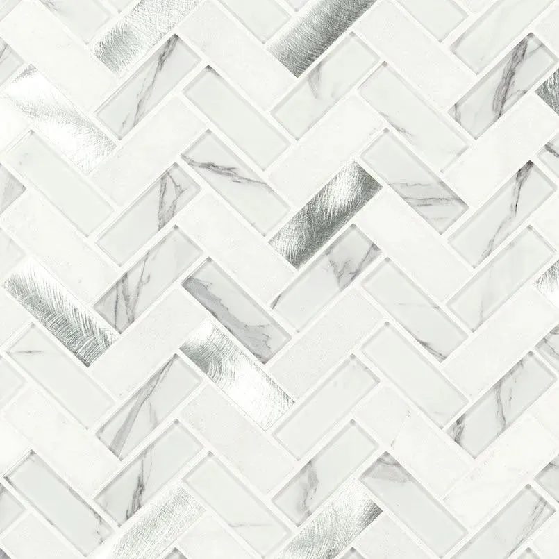 Bytle Bianco 12" x 12" SMOT-SGLSMT-BYTBIA6MM MSI Surfaces Rectangle Mosaic Tiles