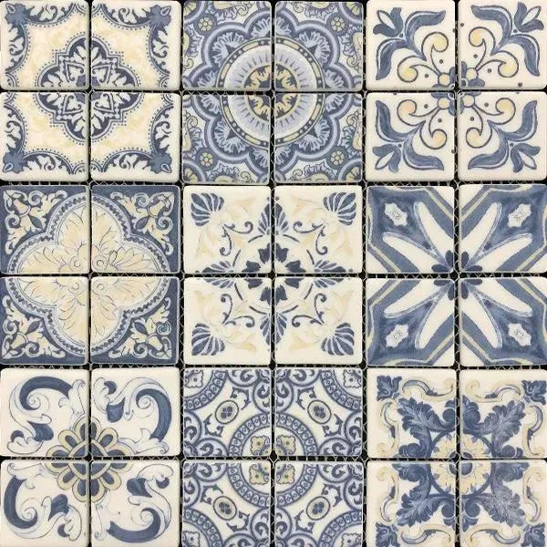 Florentina Summer Glossy 12" x 12" 1W6A3086 Centura Square Mosaic Tiles