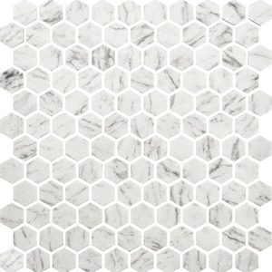  Hexagon Stones Hexagon Stones Carrara Matte 12" x 12" HEXST2924 Centura Hexagon Mosaic Tiles 