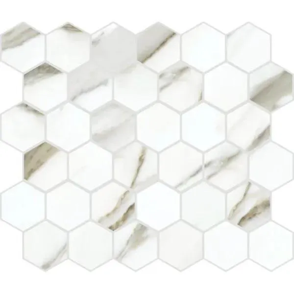 Floor Calacatta Borghini Matte 12"âx 12" (8.61 sqft/box) CLCHEX01 Centura Hexagon Mosaic Tiles
