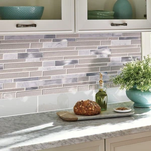 Image 2 of White Wave White-Warm Multi Finish 12" x 12" SMOT-SGLSMTIL-WHTWA4MM MSI Surfaces Rectangle Mosaic Tiles sold at Floors & Baths Pro's