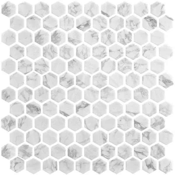 Ecostone Statuario Matte 12" x 12" VINSTMAHEX Centura Hexagon Mosaic Tiles
