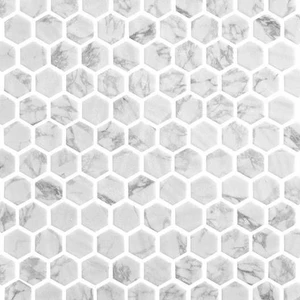 Image 2 of Ecostone Statuario Matte 12" x 12" VINSTMAHEX Centura Hexagon Mosaic Tiles sold at Floors & Baths Pro's