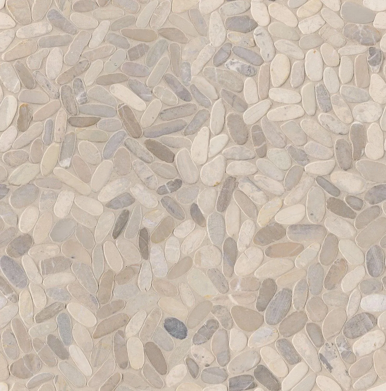Sliced Pebble Beige Tumbled 12" x 12" SMOT-PEB-TRUFFLE MSI Surfaces Square Mosaic Tiles