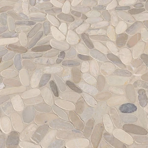 Image 3 of Sliced Pebble Beige Tumbled 12" x 12" SMOT-PEB-TRUFFLE MSI Surfaces Square Mosaic Tiles sold at Floors & Baths Pro's