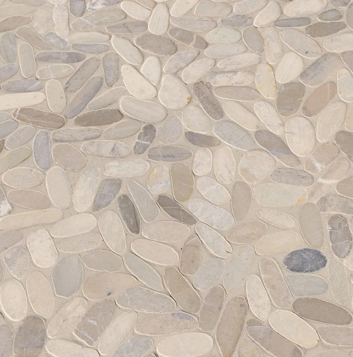 Sliced Pebble Beige Tumbled 12" x 12" SMOT-PEB-TRUFFLE MSI Surfaces Square Mosaic Tiles