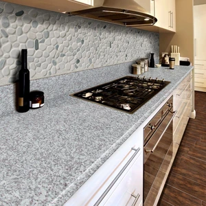 Image 2 of Black and White-Cool Tumbled 12" x 12" THDW1-SH-PEB MSI Surfaces Square Mosaic Tiles sold at Floors & Baths Pro's
