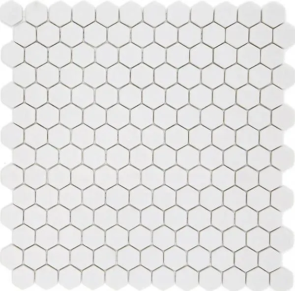 Pan Dan Ecru Matte 12" x 12" ESECRU23 Centura Hexagon Mosaic Tiles