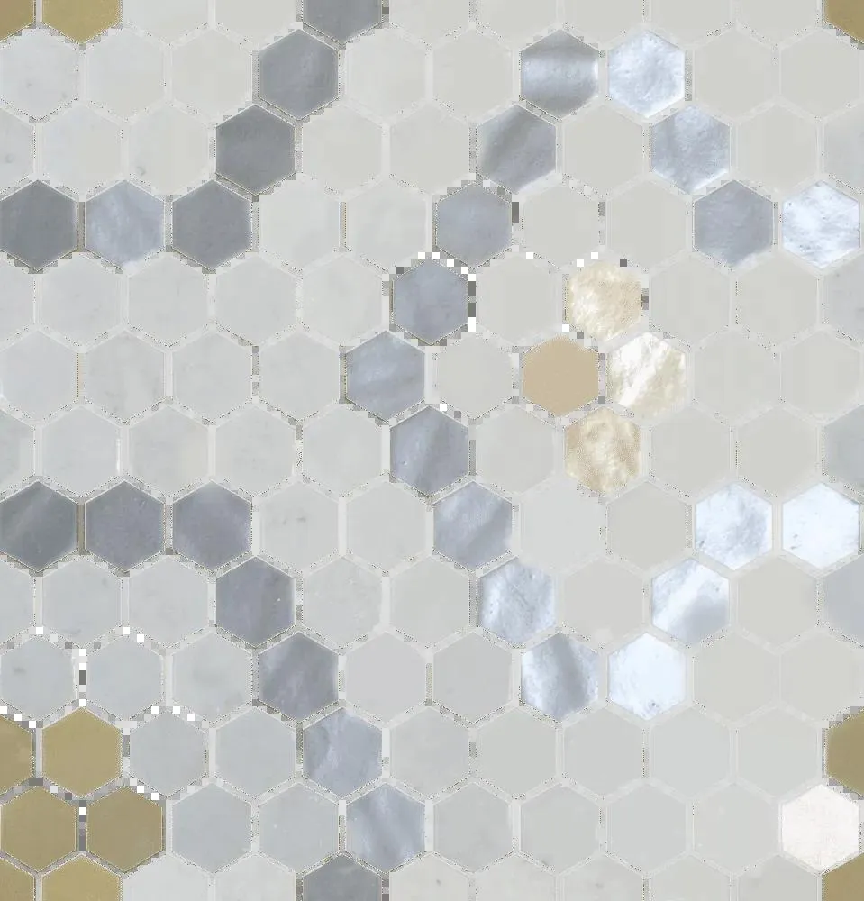 Hex Pattern 5 11-13/32" x 11-27/32" 2003366 Centura Hexagon Mosaic Tiles