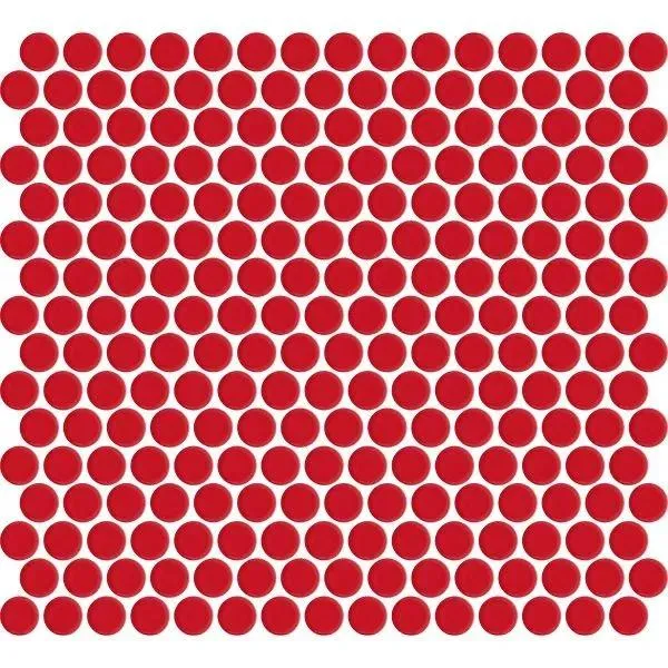 Penny Round Red Glossy 12" x 12" MCP118 Centura Circle Mosaic Tiles