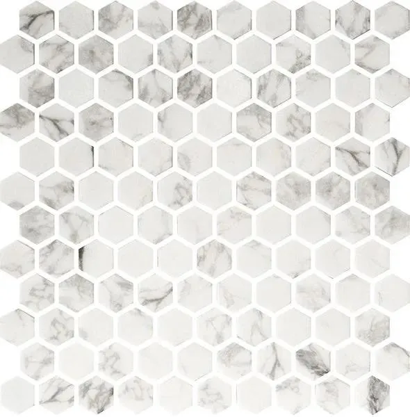 Hexagon Stones Statuario Matte 12" x 12" HEXST3246 Centura Hexagon Mosaic Tiles