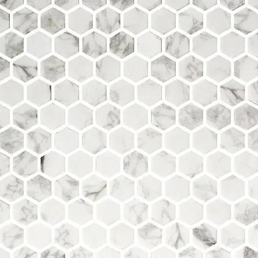 Hexagon Stones Statuario Matte 12" x 12" HEXST3246 Centura Hexagon Mosaic Tiles