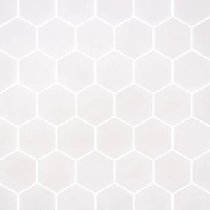Image 2 of Stoneglass Hex White Matte 12" x 12" STGLWHHEX Centura Hexagon Mosaic Tiles sold at Floors & Baths Pro's