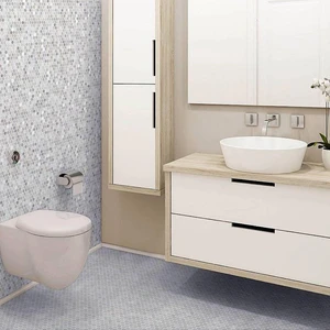 Image 3 of Stoneglass Hex White Matte 12" x 12" STGLWHHEX Centura Hexagon Mosaic Tiles sold at Floors & Baths Pro's