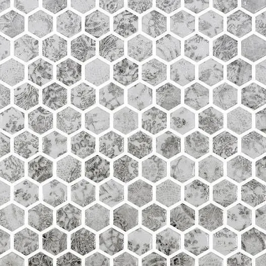 Craquele Azulao Grey 12" x 12" CRAZGRHEX Centura Hexagon Mosaic Tiles