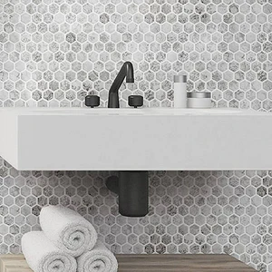 Image 3 of Craquele Azulao Grey 12" x 12" CRAZGRHEX Centura Hexagon Mosaic Tiles sold at Floors & Baths Pro's