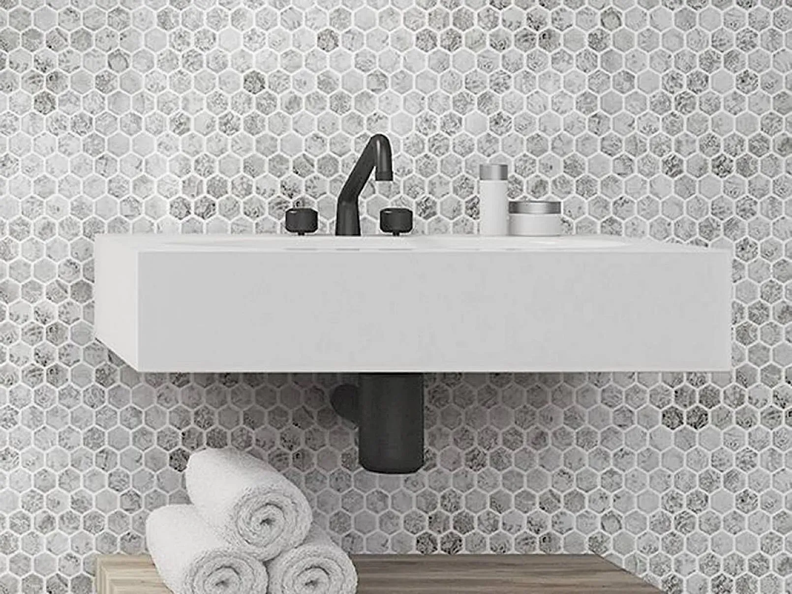Craquele Azulao Grey 12" x 12" CRAZGRHEX Centura Hexagon Mosaic Tiles