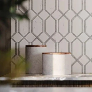 Image 3 of La Marca Statuario Nuovo Polished 12" x 13" 4501-0410-0 Anatolia Hexagon Mosaic Tiles sold at Floors & Baths Pro's