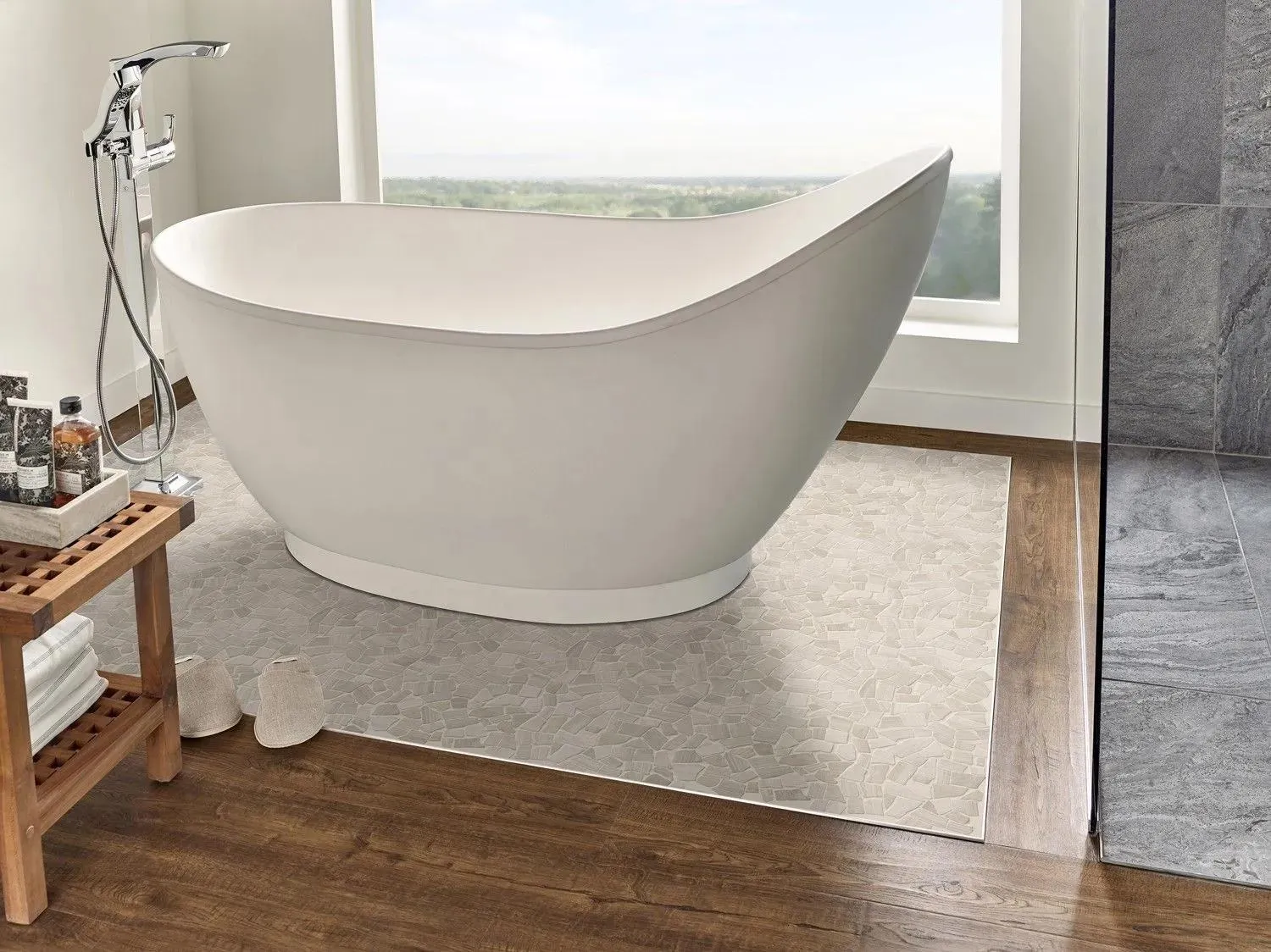 White Oak Gray-Light Tumbled 11-1/2" x 12" SMOT-PEB-WHTOAK MSI Surfaces Square Mosaic Tiles