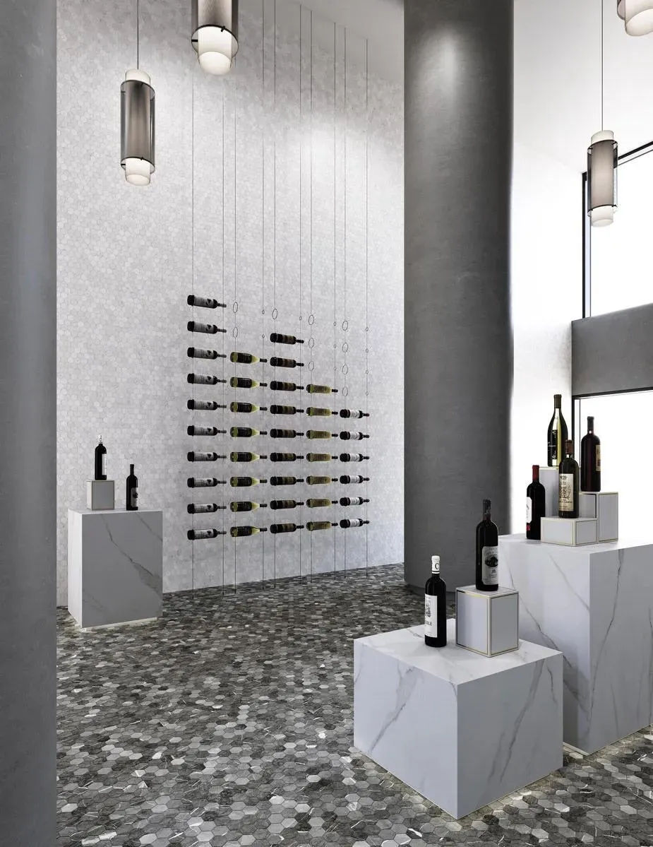 Hex XL Ecostones Matte Venato White 11-1/4" x 11-3/16" 2004575 Centura Hexagon Mosaic Tiles