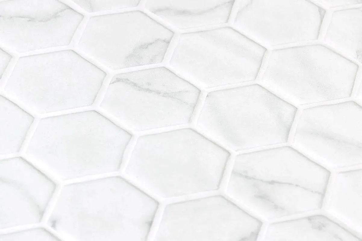 Hex XL Ecostones Matte Venato White 11-1/4" x 11-3/16" 2004575 Centura Hexagon Mosaic Tiles
