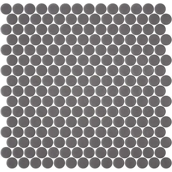 Penny Natureglass Matte Dark Grey 11" x 11" PE2005001 Centura Circle Mosaic Tiles