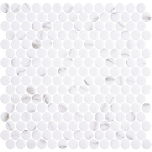 Image 2 of Penny Ecostone Matte Venato White 11" x 11" PE2005128 Centura Circle Mosaic Tiles sold at Floors & Baths Pro's