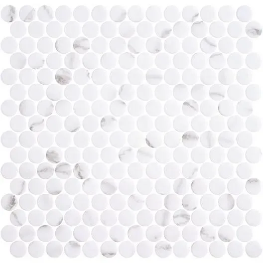 Penny Ecostone Matte Venato White 11" x 11" PE2005128 Centura Circle Mosaic Tiles