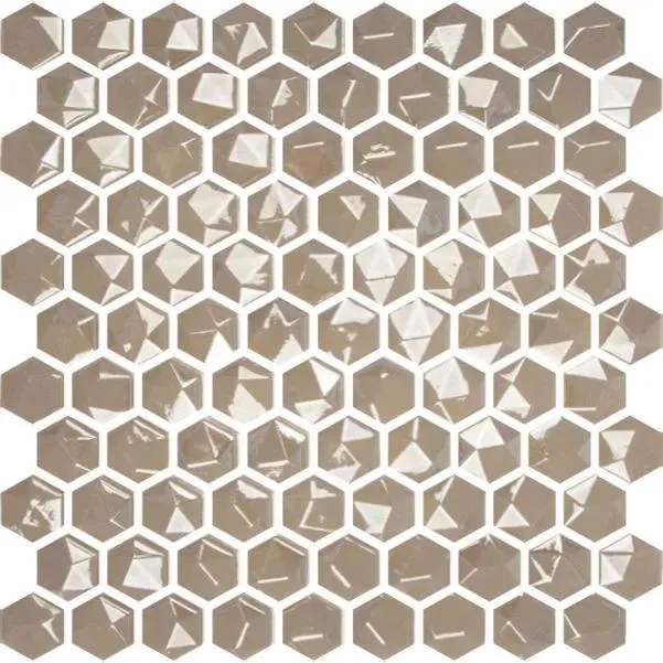 Edna Hexagon Coffee Glossy 12" x 12" HEX354D Centura Hexagon Mosaic Tiles