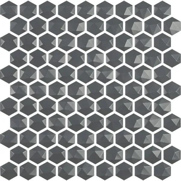 Edna Hexagon Grey Matte 12" x 12" HEX908D Centura Hexagon Mosaic Tiles