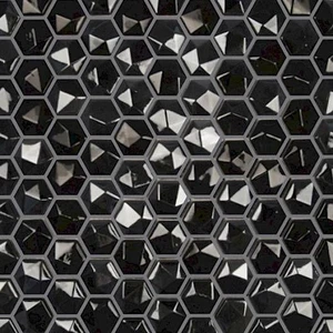 Image 2 of Edna Hexagon Black Glossy 12" x 12" HEX358D Centura Hexagon Mosaic Tiles sold at Floors & Baths Pro's