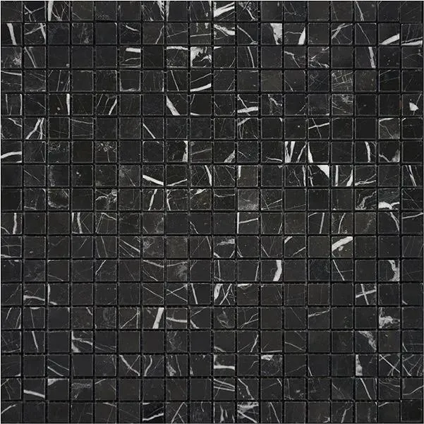 Terra Marble Nero Marquina Square Polished 12" x 12" NEMASQ Centura Square Mosaic Tiles