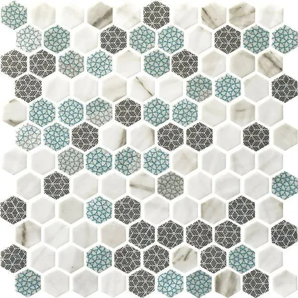 Hex Vintage Gilda Matte 12" x 12" VINGIMAHEX Centura Hexagon Mosaic Tiles