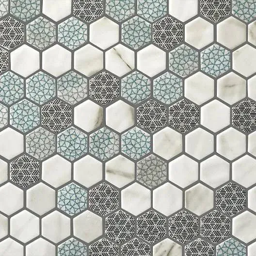 Hex Vintage Gilda Matte 12" x 12" VINGIMAHEX Centura Hexagon Mosaic Tiles