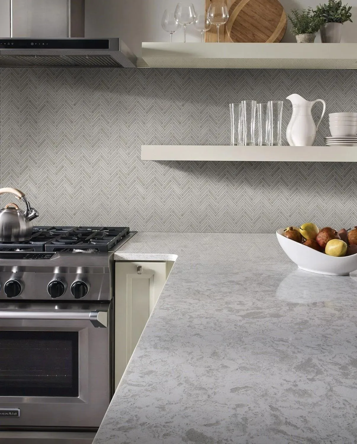 Dove Gray-Light Glossy 11-1/2" x 12-1/2" SMOT-PT-DG-HB MSI Surfaces Rectangle Mosaic Tiles