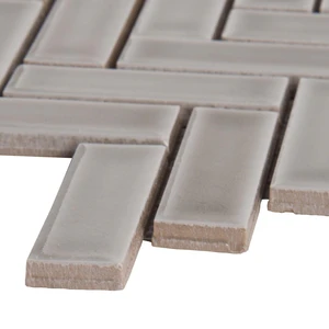 Image 3 of Dove Gray-Light Glossy 11-1/2" x 12-1/2" SMOT-PT-DG-HB MSI Surfaces Rectangle Mosaic Tiles sold at Floors & Baths Pro's
