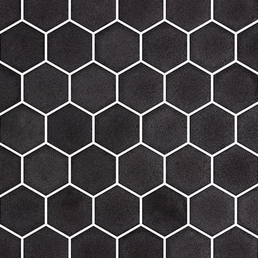 Stoneglass Hex Opalo Black Matte 12" x 12" STOPBLHEX Centura Hexagon Mosaic Tiles