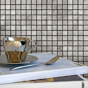 Image 3 of Terra Marble Thundra Grey Square Polished 12" x 12" TUGRSQ Centura Square Mosaic Tiles sold at Floors & Baths Pro's