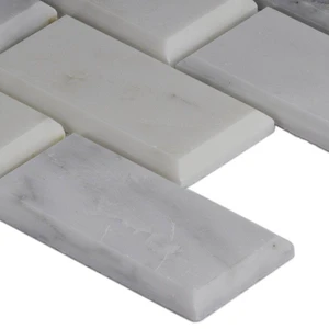 Image 3 of Greecian White-Cool Pol Bev 12" x 12" SMOT-GRE-2X4PB MSI Surfaces Rectangle Mosaic Tiles sold at Floors & Baths Pro's