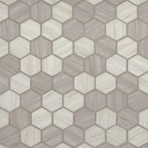  Reverso Silva Oak Gray-Light Hexagon Glossy 11" x 12-3/4" SMOT-GLS-SILVA6MM MSI Surfaces Hexagon Mosaic Tiles 