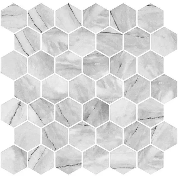 Hex XL Ecostone Inverno Grey Matte 12" x 12" INGRHEX Centura Hexagon Mosaic Tiles