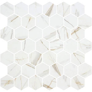  9" Hex XL Ecostones Matte Calacatta Gold 11-1/4" x 11-3/16" 2004571 Centura Hexagon Mosaic Tiles 