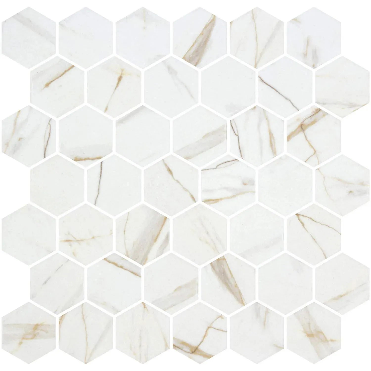 Hex XL Ecostones Matte Calacatta Gold 11-1/4" x 11-3/16" 2004571 Centura Hexagon Mosaic Tiles