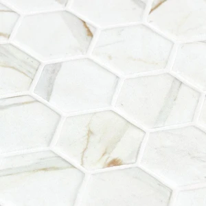 Image 4 of Hex XL Ecostones Matte Calacatta Gold 11-1/4" x 11-3/16" 2004571 Centura Hexagon Mosaic Tiles sold at Floors & Baths Pro's